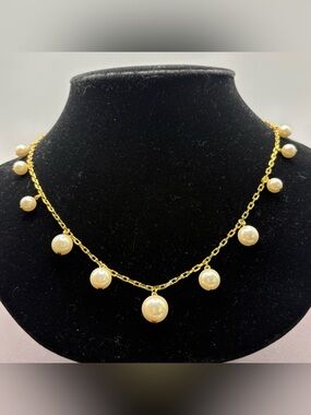 Gold Tone Pearl Drop Necklace - Elegant Women's Jewelry